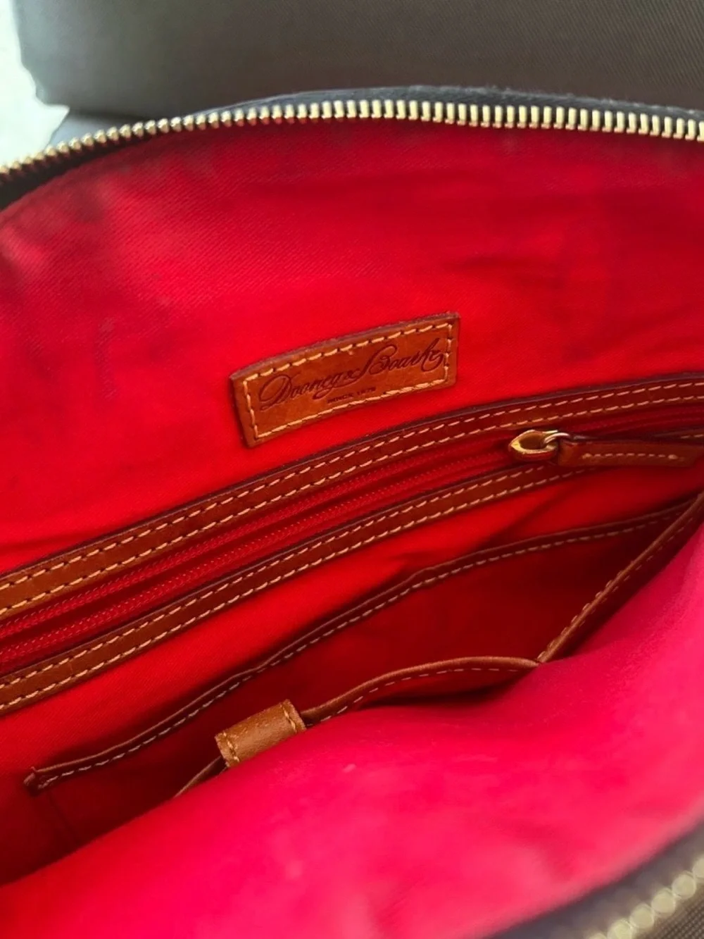 Dooney & Bourke Black Duffel with Brown Leather Trim